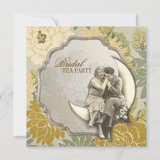 ヴィンテージカップル素晴らしレトロウェディングシャワー 招待状 (正面)