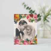 ヴィンテージカップル結婚のバラはがき ポストカード (スタンド正面)