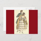 ヴィンテージカップル赤ビクトリアンいクリスマス葉書 シーズンポストカード (正面/裏面)