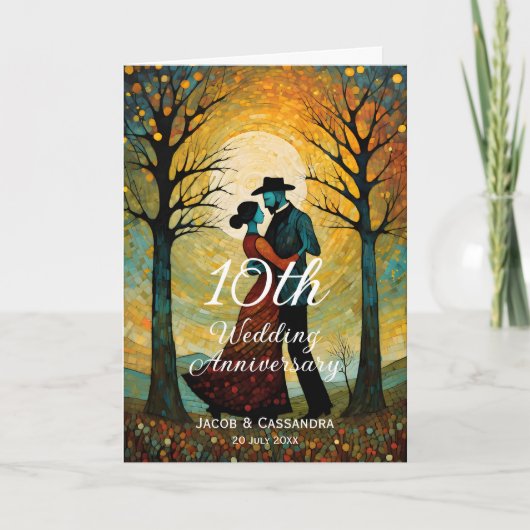 ヴィンテージカップル踊り月の記念日 カード (正面)