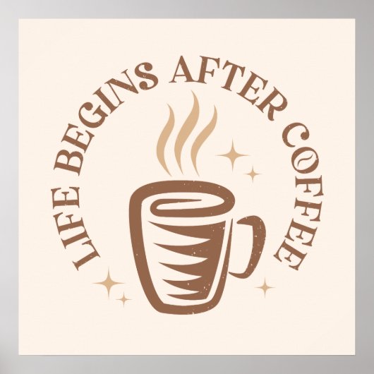 ヴィンテージカップ付きデザインタイポグラフィック。 ポスター (正面)