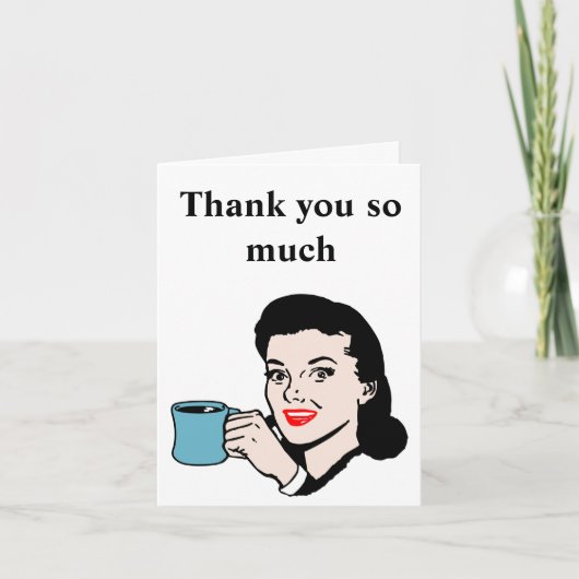 ヴィンテージカップ付き女性ありがとう カード (正面)