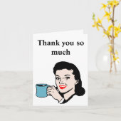 ヴィンテージカップ付き女性ありがとう カード (黄色い花)