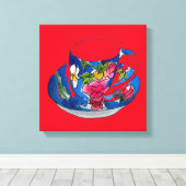 ヴィンテージカップ水彩お洒落術 キャンバスプリント (インサイチュ (ウッドフロア))