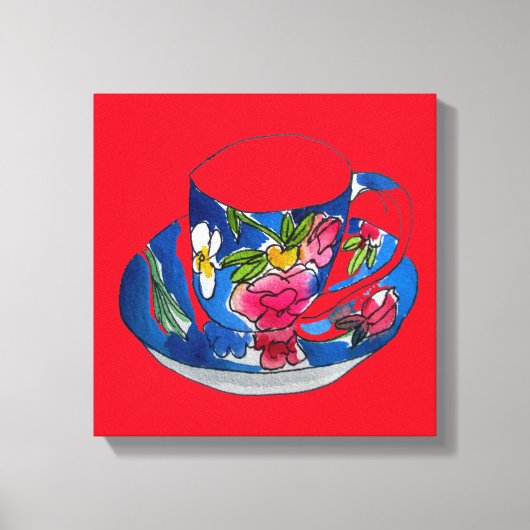 ヴィンテージカップ水彩お洒落術 キャンバスプリント (正面)