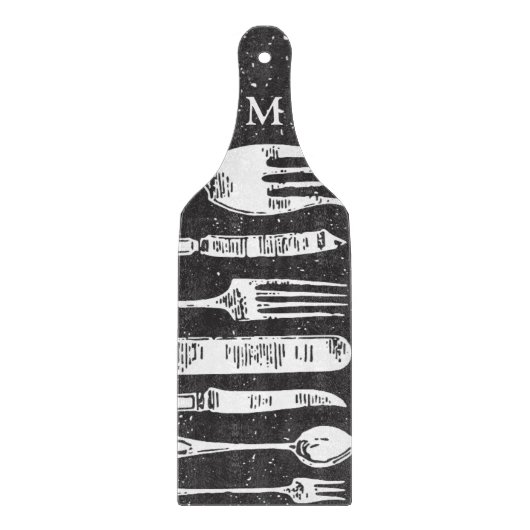 ヴィンテージカトラリーイラストアート カッティングボード (正面)