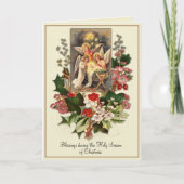 ヴィンテージカトリックのクリスマスイエス出生 カード (正面)