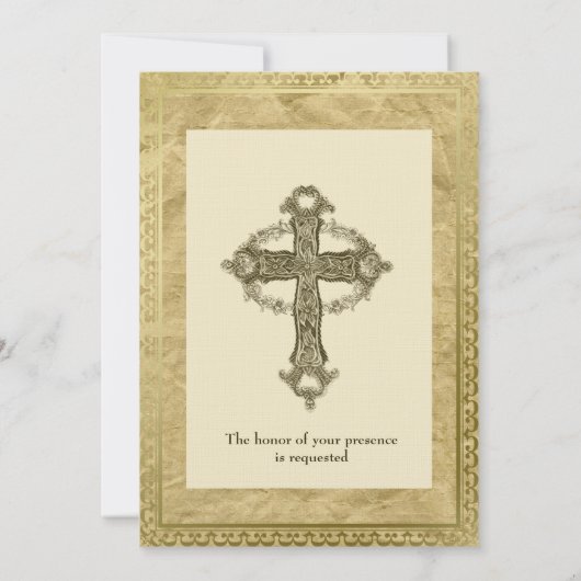 ヴィンテージカトリック十字結婚式招待状 招待状 (裏面)