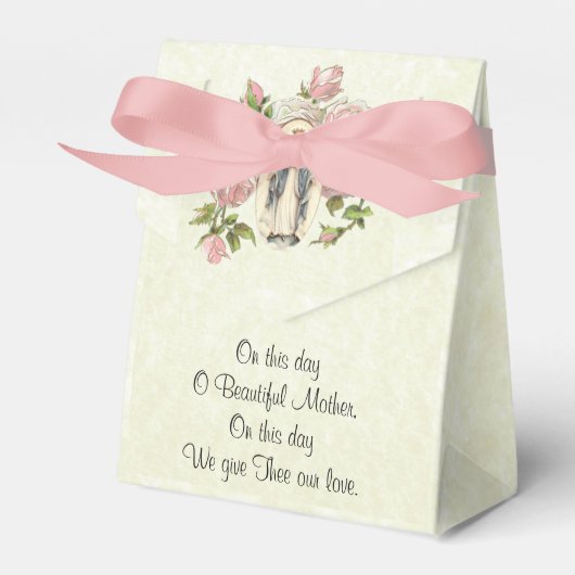 ヴィンテージカトリック教賛美教マリーピンクのバラ フェイバーボックス (正面サイド)