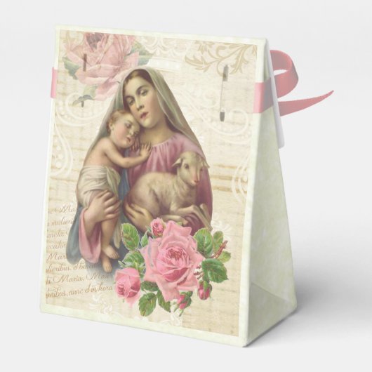 ヴィンテージカトリック教賛美教マリーピンク・ローズ フェイバーボックス (裏面サイド)