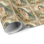 ヴィンテージカトリック母マリアフローラヴィンテージ ラッピングペーパー (ロールコーナー)