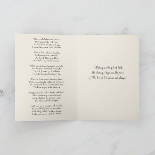 ヴィンテージカトリック聖降誕祭イエス聖家族 カード (内部)