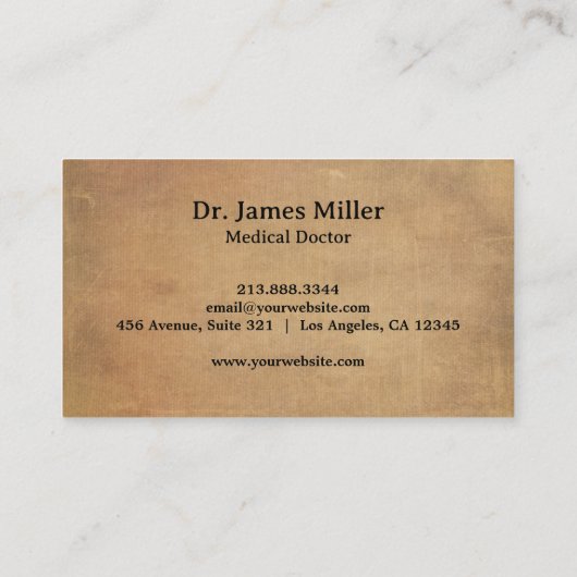 ヴィンテージカドゥセウス記号の医療プロフェッショナル 名刺 (裏面)