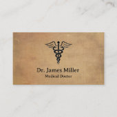 ヴィンテージカドゥセウス記号の医療プロフェッショナル 名刺 (正面)