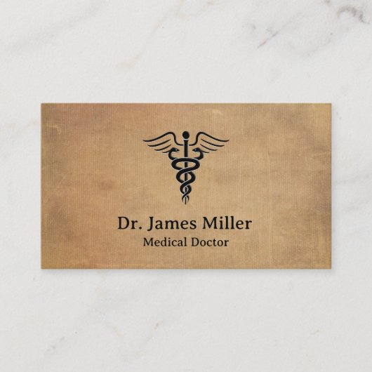 ヴィンテージカドゥセウス記号の医療プロフェッショナル 名刺 (正面)