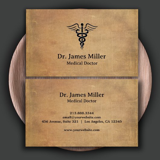 ヴィンテージカドゥセウス記号の医療プロフェッショナル 名刺