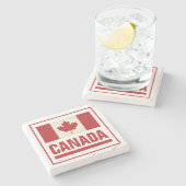 ヴィンテージカナダの大理石の旗 ストーンコースター (横)