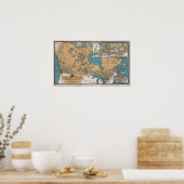 ヴィンテージカナダの文学地図 ポスター (キッチン)