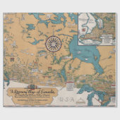 ヴィンテージカナダの文学地図 ラッピングペーパー (フラット)