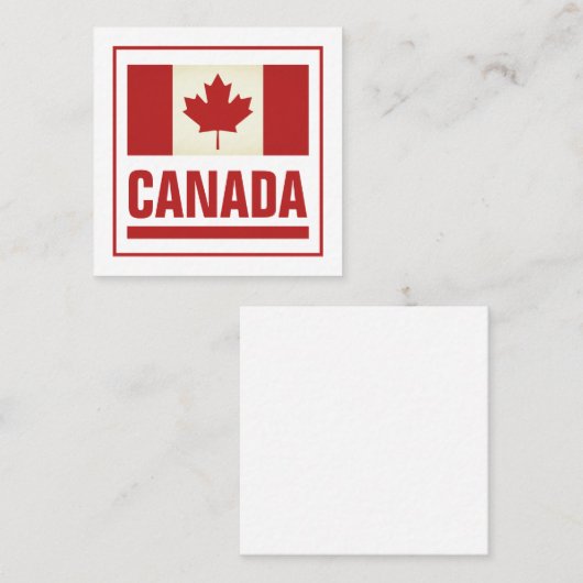ヴィンテージカナダカエデ葉旗（カナダ） スクエア名刺 (正面/裏面)
