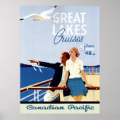 ヴィンテージカナダクルーズライン素晴らしレイクトラベル ポスター (正面)