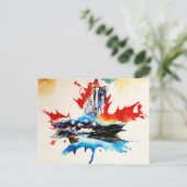 ヴィンテージカナダメープルリーフトラベルラブウォーター色 シーズンポストカード (スタンド正面)