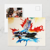 ヴィンテージカナダメープルリーフトラベルラブウォーター色 シーズンポストカード (正面/裏面)