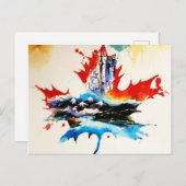 ヴィンテージカナダメープルリーフトラベルラブウォーター色 シーズンポストカード (正面/裏面)