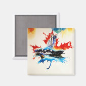 ヴィンテージカナダメープルリーフトラベルラブウォーター色 マグネット (正面/裏面)