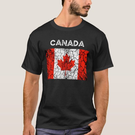 ヴィンテージカナダ国旗もみじ葉の男性女性 Tシャツ (正面)