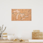 ヴィンテージカナダ湖の地素晴らし図 ポスター (キッチン)