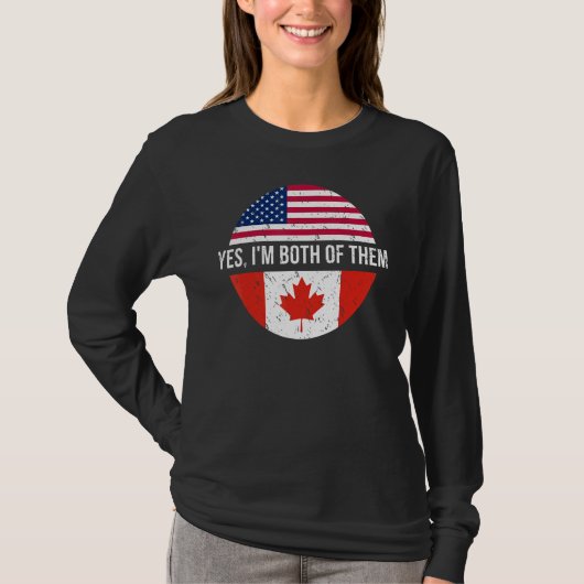 ヴィンテージカナダ系アメリカ人Yes私は両方ともできる Tシャツ (正面)