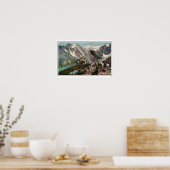 ヴィンテージカナディアンロッキー、雲の中の湖 ポスター (キッチン)