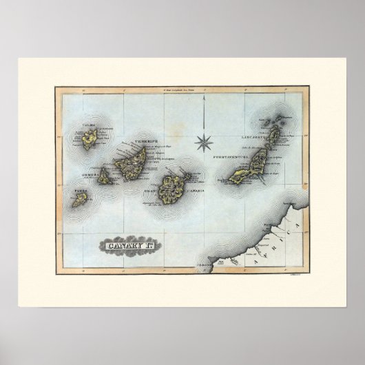 ヴィンテージカナリア諸島の地図 ポスター (正面)