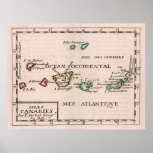 ヴィンテージカナリア諸島の地図(1682) ポスター