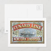 ヴィンテージカナルラインセーリングニューヨークトゥリバプール ポストカード (正面/裏面)