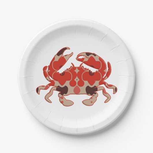ヴィンテージカニイラストレーションカニ食べ物を与えボイルパーティー ペーパープレート (正面)