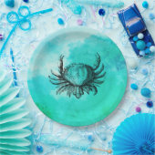 ヴィンテージカニイラストレーション(海洋生物ビーチ動物) ペーパープレート (パーティー)