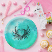 ヴィンテージカニイラストレーション(海洋生物ビーチ動物) ペーパープレート (パーティー)