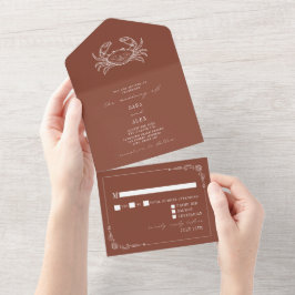 ヴィンテージカニテラコッタRSVPファーム結婚ズ オールインワン招待状