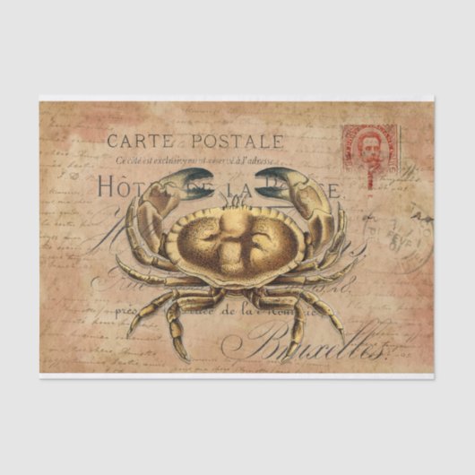 ヴィンテージカニフランスのハガキ分離組織パップ 薄葉紙 (正面)