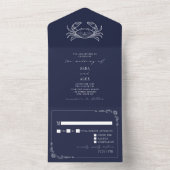 ヴィンテージカニブルーRSVPファーム結婚ズ オールインワン招待状 (内側)