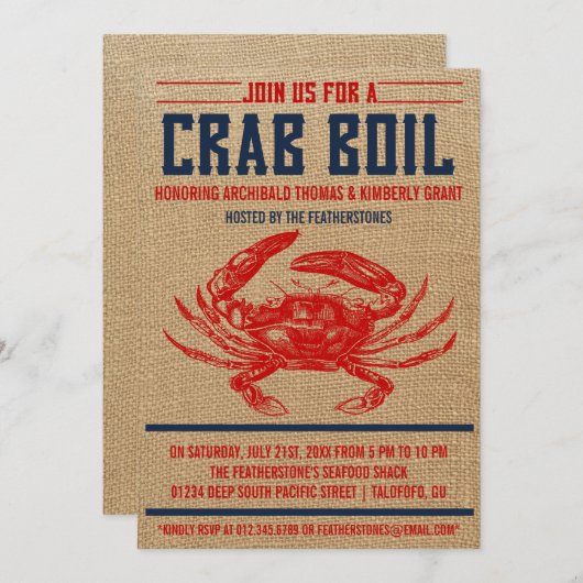 ヴィンテージカニボイルパーティの招待状 招待状 (正面/裏面)