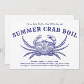 ヴィンテージカニ煮沸または焼き招待状テンプレート 招待状 (正面/裏面)