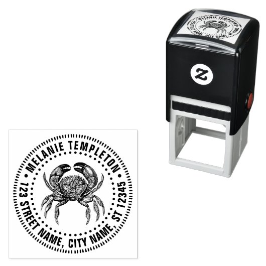 ヴィンテージカニ#1スケッチ名差出人住所 セルフインキングスタンプ (インサイチュ)