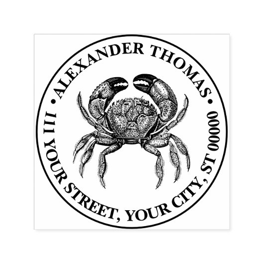 ヴィンテージカニ#1スケッチ名差出人住所 セルフインキングスタンプ (デザイン)