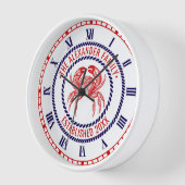 ヴィンテージカニ#1ファミリー名日付設定ロープフレーム 壁時計 (傾斜)