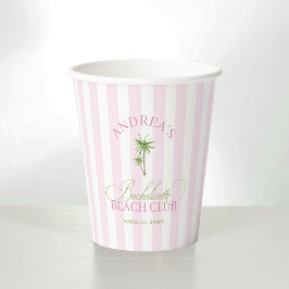 ヴィンテージカバナピンクストライプヤシの木バチェラーette 紙コップ