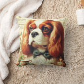 ヴィンテージカバリヤキングチャールズスパニエル犬絵画ズ クッション (ブランケット)