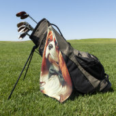 ヴィンテージカバリヤキングチャールズスパニエル犬絵画ズ ゴルフタオル (グリーン)